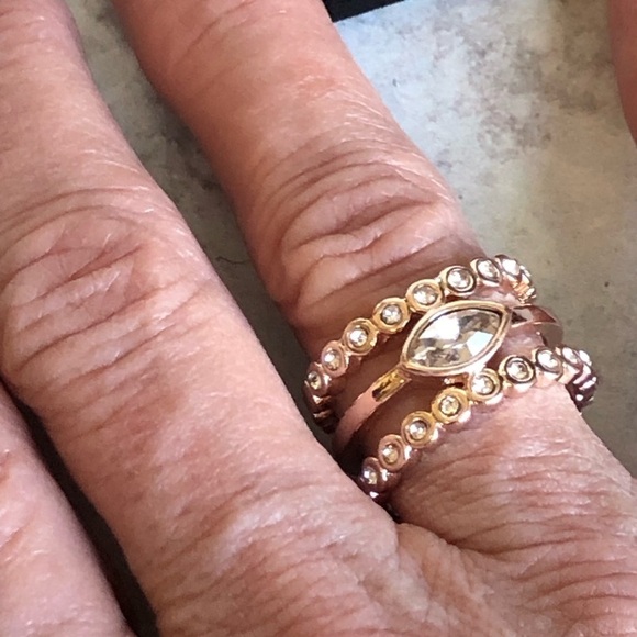 Rachel Zoe Love AJ Stacked Rose Gold Ring - Picture 1 of 7
